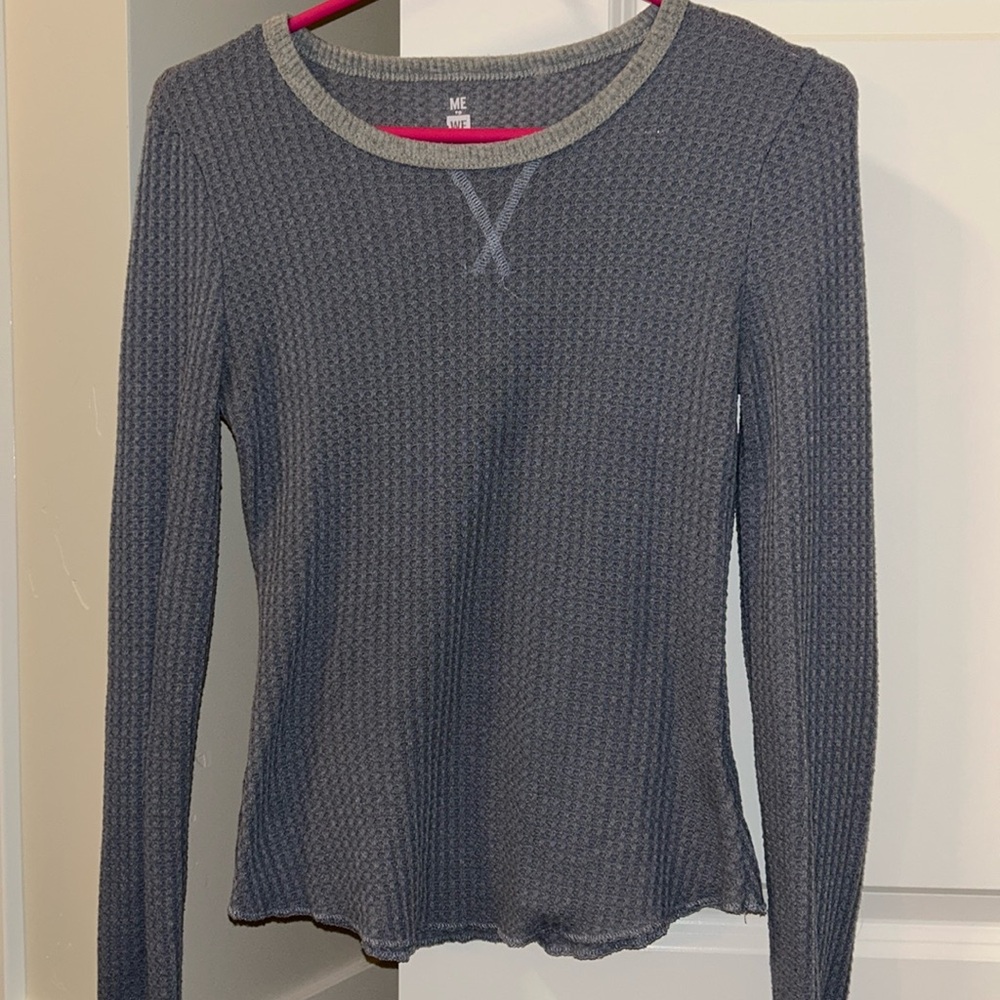 pacsun baby blue waffle long sleeve shirt